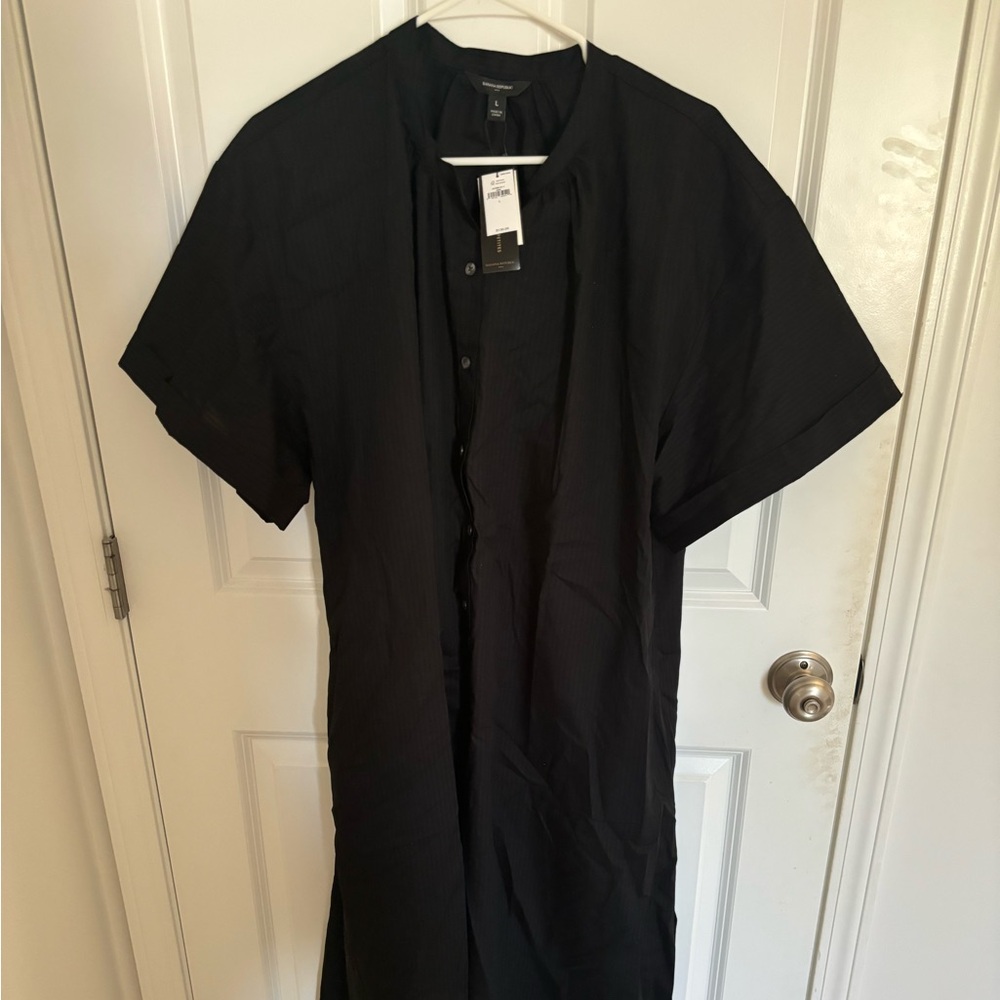 Banana Republic Black Midi Shirt Dress - L